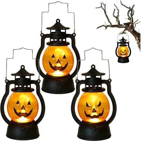 Lanterna LED Decorazione Sospesa Halloween Zucca Set 3 Pezzi (1/4)