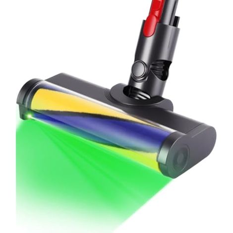 Tête de brosse motorisée pour Dyson V7 V8 V10 V11 V15 – Brosse de rechange avec rouleau doux et lumière LED laser verte – Pour tapis, sols durs et parquet