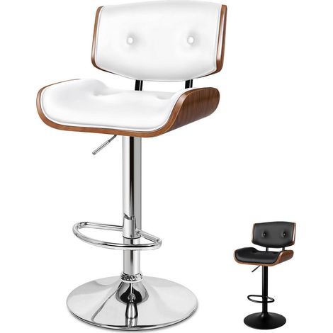 Verstellbarer Barhocker mit 360° Drehung, Gasdruckfeder, PU-Leder, Weiß (1/5)