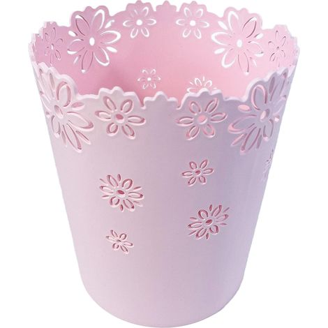[French Days]Corbeille à papier en forme de fleur creuse en plastique non couverte (S – Rose) (1/5)