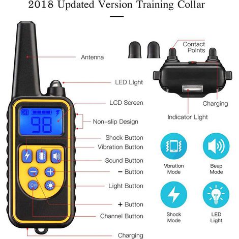 Collier de dressage pour chien, étanche IP67, Rechargeable, choc électrique automatique, bouchon d'écorce pour animaux de compagnie (1/5)