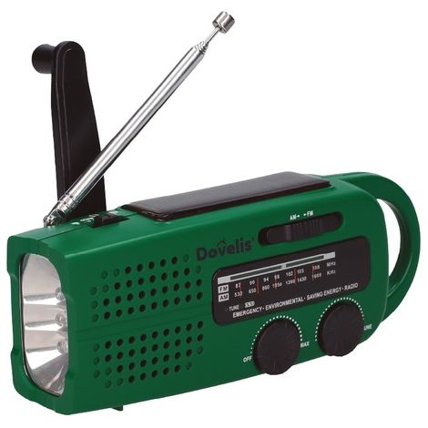 Radio con linterna LED dinamo, solar y recargable USB powerbank 3xAAA 150Lm