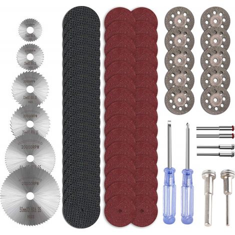 Lot de 74 disques à tronçonner standard professionnels pour bois, plastique, céramique - Meuleuse découpe en sachet (1/5)