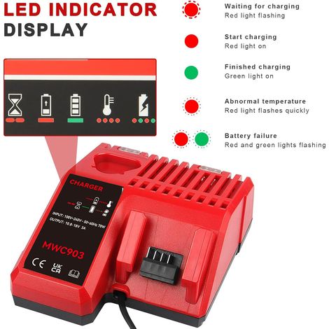 M12 & M18 Batterie Schnelle Ladegerät Ladegerät Für Milwaukee M12-18C 12V-18V 48-59-1812 M12-18FC (1/4)