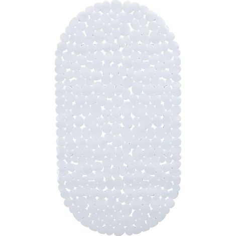 Tapis de bain antidérapant, aspect pierre, avec ventouse, lavable, L x l : 36 x 68 cm, blanc (1/4)
