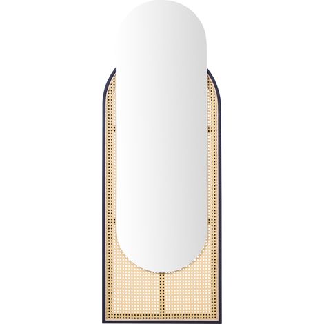 Espejo de pared fabricado en ratán estilo natural con forma ovalada y marco de metal 53 x 143 cm Nevers