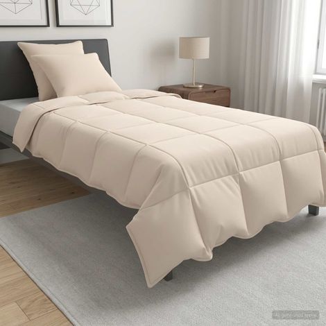 vidaXL Juego de Edredón 2 uds. 135 x 220 cm Todas las estaciones Beige (1/5)