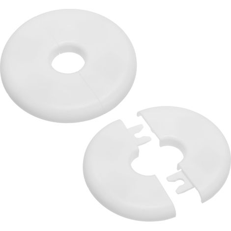 Plaque d'Écussons Auto-Adhésive Ronde en ABS 0.65"/16.5mm, 2pcs Couverture Murale pour Tuyau d'Eau, Cache Mitigeur Douche Boucles Rosace Robinet Chauffage Plomberie Mural, Blanc (1/5)