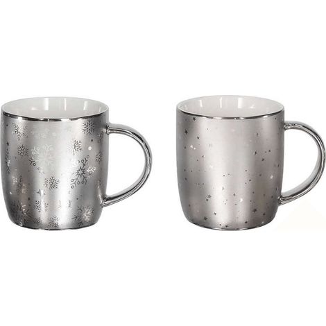 Mug Bombato 370 Cc All Silver Porcellana Argento