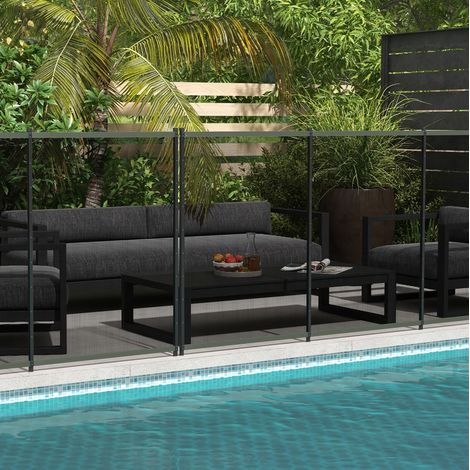 Recinzione per piscina 365x126 cm, set da 4 pannelli, protezione bambini, alluminio nero (1/5)