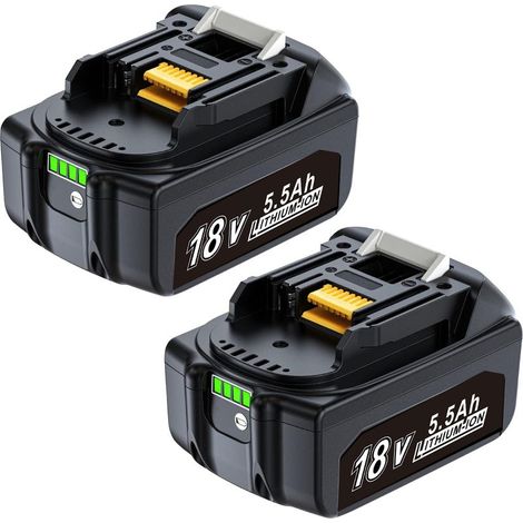 2 Pcs Batterie de Remplacement pour Makita 18V 5.5Ah, Batterie de Remplacement Makita 18V BL1860B BL1820B 1830B 1840B 1850B, Compatible avec Les Outils Makita 18V s'adapte au Chargeur Original Makita (1/5)
