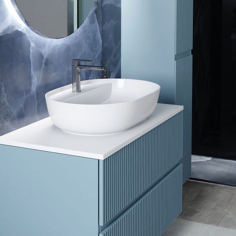 Lavabo da appoggio in ceramica bianca con foro rubinetteria modello ventus 60 60,5x40,5x13,5 cm BARBOTTINA