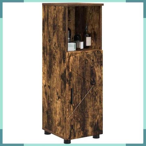 Cabinet de salle de bain - 883319 - Chêne fumé - 30 x 35 x 95 cm - 2 portes (1/5)