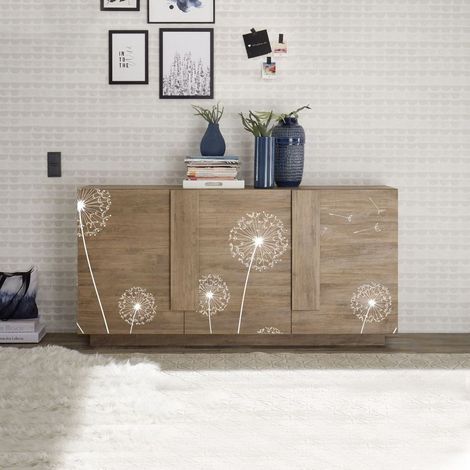 Madia 3 ante linea Sax in finitura Rovere Mercure con serigrafia (1/4)