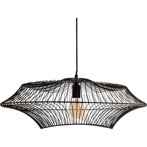 Suspension noire en métal filaire - D.60 x H.24 cm -PEGANE- (1/4)