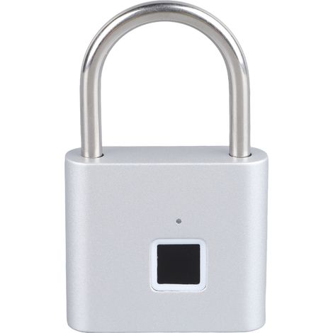 Cadenas à empreinte digitale haute sécurité, déverrouillage rapide, étanche et durable, compatible Bluetooth Tuya, couleur argent.