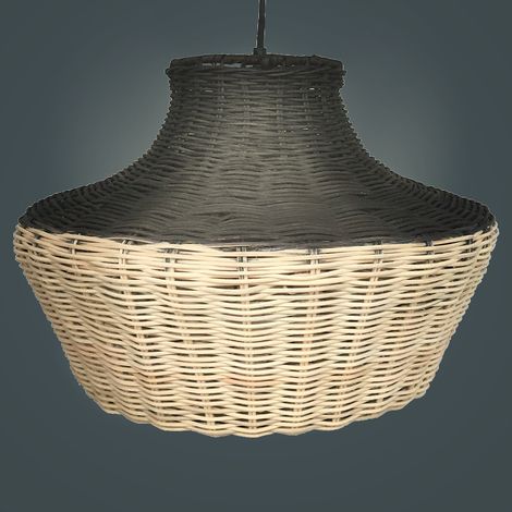 Suspension Lampe de plafond déco en rotin naturel compatible LED E27 (1/3)
