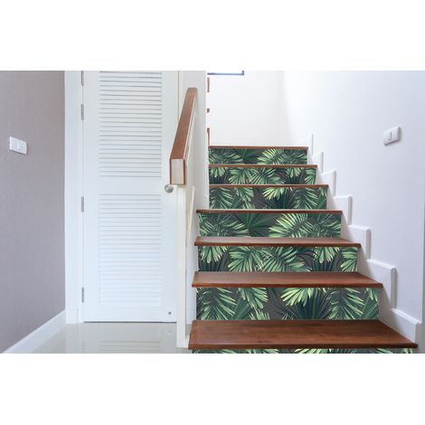 Feuilles adhésives tropicales 3 pièces, 19,5 x 100 cm, vertes sur fond noir. Décorez votre intérieur avec style (1/2)