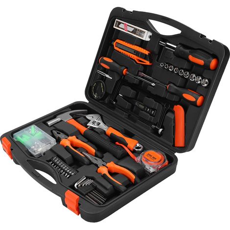 Coffret 108 Pièces Outillage Multifonction Couteau Pince Tournevis Embouts Douilles Boîte à Outils de Réparation Quotidienne (1/5)