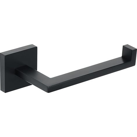 Porta carta igienica, lunghezza 15,5 cm, porta carta igienica da parete per bagno/cucina, realizzato in acciaio inossidabile SUS 304, antiruggine e pratico, nero (quadrato)
