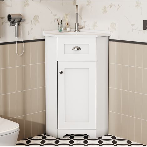 Meuble Sous Vasque avec Vasque Céramique, Rangement Intégré, Salle de Bain, 59 × 42.5 × 90.5 cm (1/5)