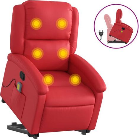 Chaise de massage relaxante avec dossier inclinable, cuir synthétique rouge, fonction vibration et chauffage, design ergonomique pour salon ou bureau (1/5)