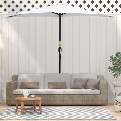 Demi-parasol Ø2,6m balcon 5 entretoises acier polyester, crème