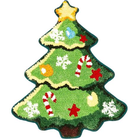 Tapis De Bain Forme Arbre De Noël - Non Glissant - Absorbant - Séchage Rapide - Pour Salle De Bain Cuisine Entrée - 1 Pièce