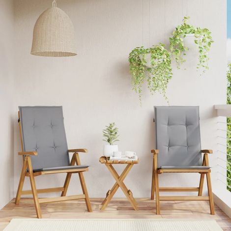 Gartenstühle mit Kissen 2 Stk. Massivholz Teak (1/5)