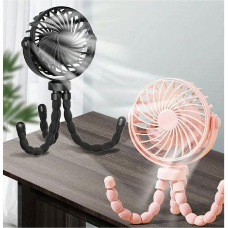 Ventilateur portable rechargeable - - Noir - Sans fil - Mini ventilateur pour poussette - 3 vitesses Femeo (1/4)