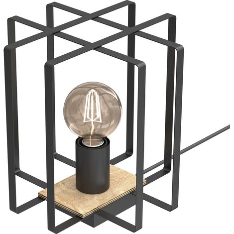 Lampe de table industrielle noire bois Kortez E27 Luminex