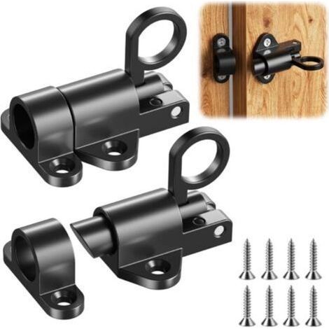 Lot de 2 Loquet Porte Boulons à Ressort, Serrure Porte Métal, Verrou de Porte Verrouillage Automatique, Loquets et Verrous de Portes, pour Portes D'armoire, Portails de Jardin, Cages pour Animaux (1/5)