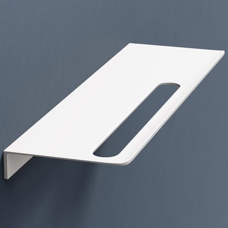 doporro Duschablage ohne Bohren aus Aluminium, Länge 40 cm, selbstklebendes Duschregal mit Handtuchhalter, 2-in-1 Badezimmer Organizer für Dusche & Bad, Matt weiß (1/5)