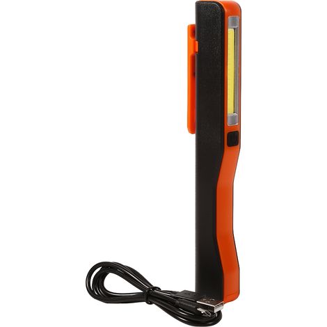 Lampe torche LED portative rechargeable USB, 1 pièce, avec aimant et clip, lumière d'inspection orange. (1/5)