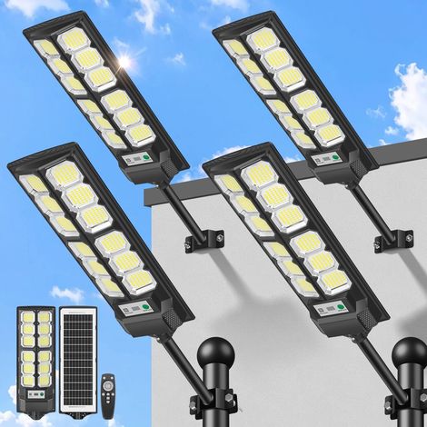 Solarbetriebene Straßenleuchte für den Außenbereich, 6500K wasserdichte Solar-Außenleuchte mit Bewegungsmelder, Fernbedienung, leistungsstarke Solarstrahler, LED-Flutlicht für Garten, Garage, Straße, 