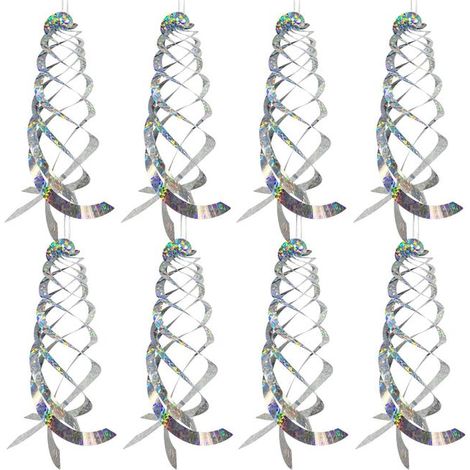 8 Spirales Répulsives Anti-Oiseaux Réfléchissantes - 15,8 Pouces, Décoration pour Éloigner les Oiseaux des Jardins et Balcons (1/5)