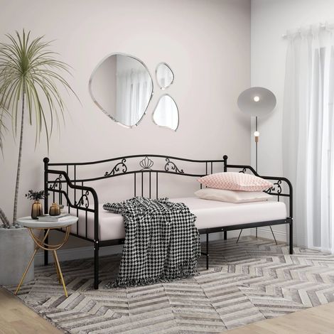 vidaXL Divano Letto Telaio Nero in Metallo 90x200 cm (1/5)