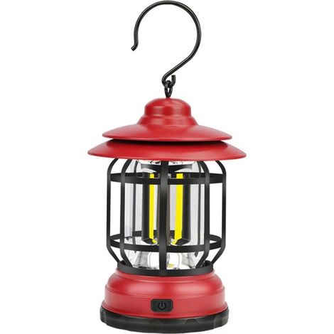 Lámpara de exterior para tienda de campaña,lámpara colgante vintage multifuncional,lámpara recargable por USB,color rojo (1/5)