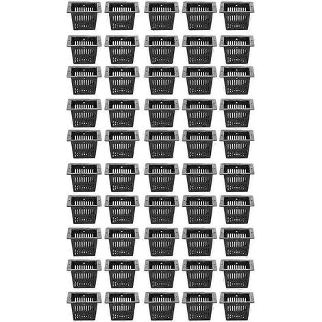 50 pots hydroponiques carrés en filet pour la culture hors-sol de fleurs et de plantes, noirs (1/5)