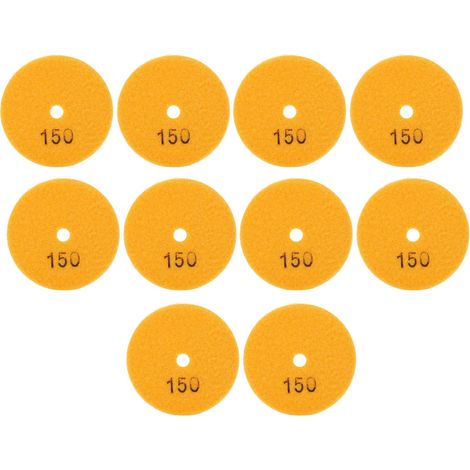 Diamantpolierpads, 10 Stück, 7,6 cm (3 Zoll) große, orangefarbene Polierscheibe, Körnung 150, zum Schleifen und Polieren von Marmor-, Beton- und Granitböden