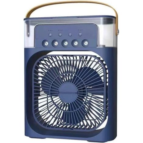 Mini climatiseur de table USB avec diffuseur d'eau, diffuseur de parfum, humidificateur, minuterie, arrêt automatique, rotatif, LED 7 couleurs, silencieux, portable, maison, bureau, camping (1/5)