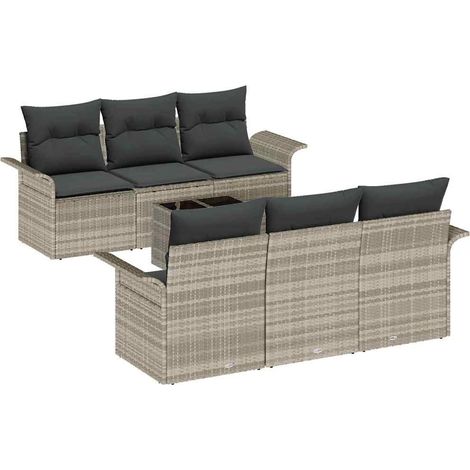 Maison Exclusive - Ensemble de canapé de jardin 7 pcs Gris clair polyrotin (1/5)