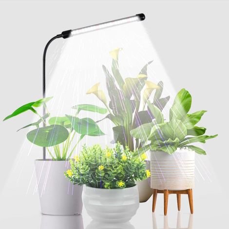 LED-groeilamp voor planten, kamerplantenlamp, met timer van 4/8/12/18 uur, 5 helderheidsniveaus, groeilamp voor planten met automatische timer, geschikt voor kleine planten. (1/5)