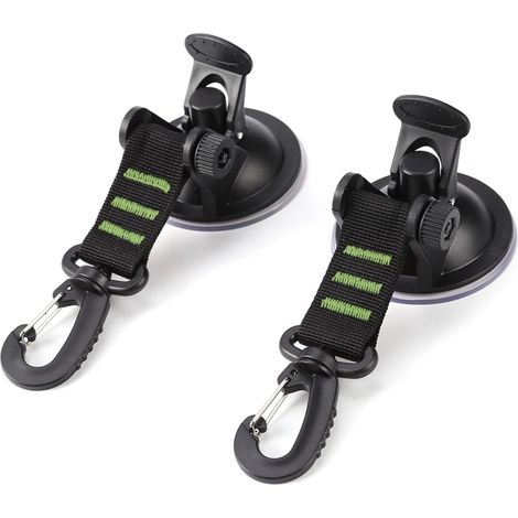 Ancoraggio a ventosa da 4 pezzi con gancio di ancoraggio, gancio per auto con ventosa, accessorio per tenda laterale per auto, telo da campeggio, per auto, barca, campeggio, tenda, bagagli (verde) (1/4)