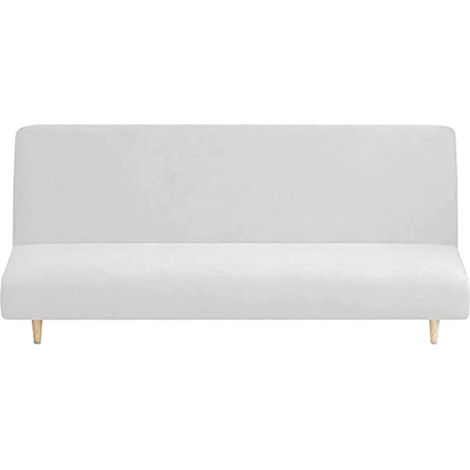 Click-clack sofa cover, velvet sofa cover without armrests, stretchable armless sofa bed cover, flexible folding click-clack sofa cover (White) (1/5)