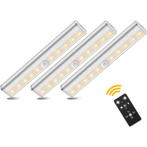 Lampe LED sans Fil 3 Packs avec Télécommande - Pour Chambres, Armoires, Vitrines, Aucun Câblage Requis-Lumière chaude 3000 K-DELKEVIC