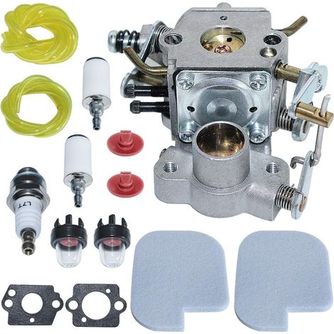 Kit de carburateur pour Poulan pour tronçonneuse pièce Pro PP4218A 18" 42CC kit de réglage , carburateur , bougie , filtre à air , tuyau de carburant , clapet anti-retour , poire d'amorçage , joint de (1/5)