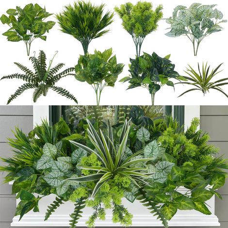 18 Pièces Plante Artificielle Exterieur Anti UV Arbuste Artificiel (1/5)