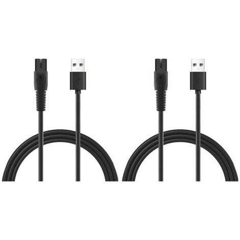 Lot de 2 Câbles Chargeur USB 5 V 1 A pour Rasoir Électrique QP2724 QP2834 QP1924 MG9520 (1/4)