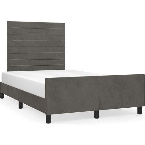 Lit double  Lit adulte  Cadre de lit sans matelas gris foncé 120x190 cm velours (1/5)